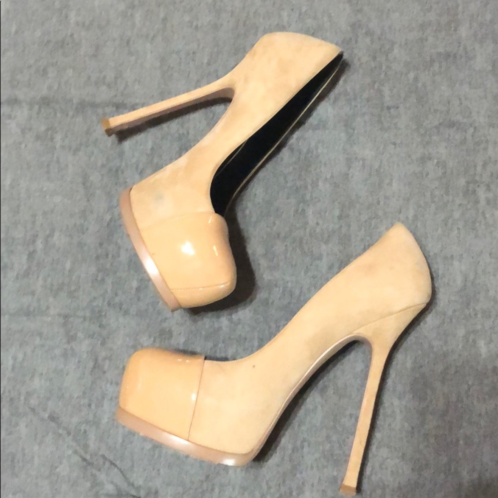 Yves Saint Laurent Suede Patent Toe Platforms